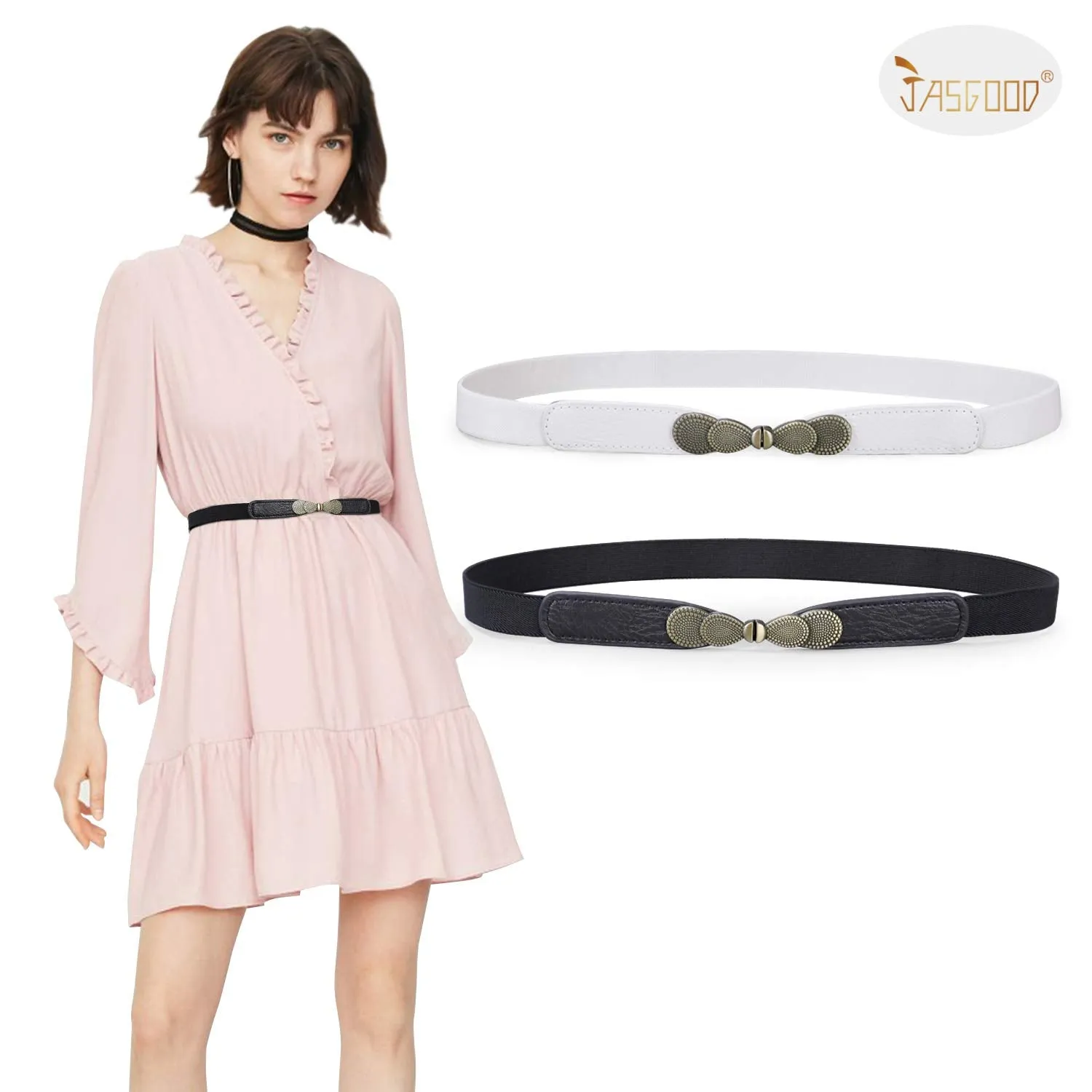 Women Skinny Elastic Stretch Belt for Dresses Retro Ladies Waist Vintage Thin Belt by JASGOOD