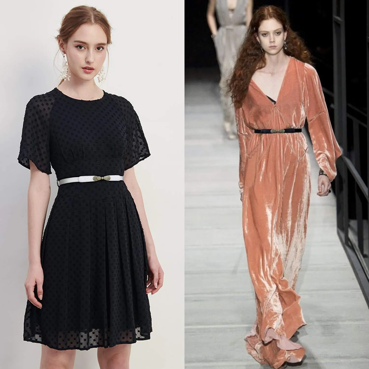 Women Skinny Elastic Stretch Belt for Dresses Retro Ladies Waist Vintage Thin Belt by JASGOOD