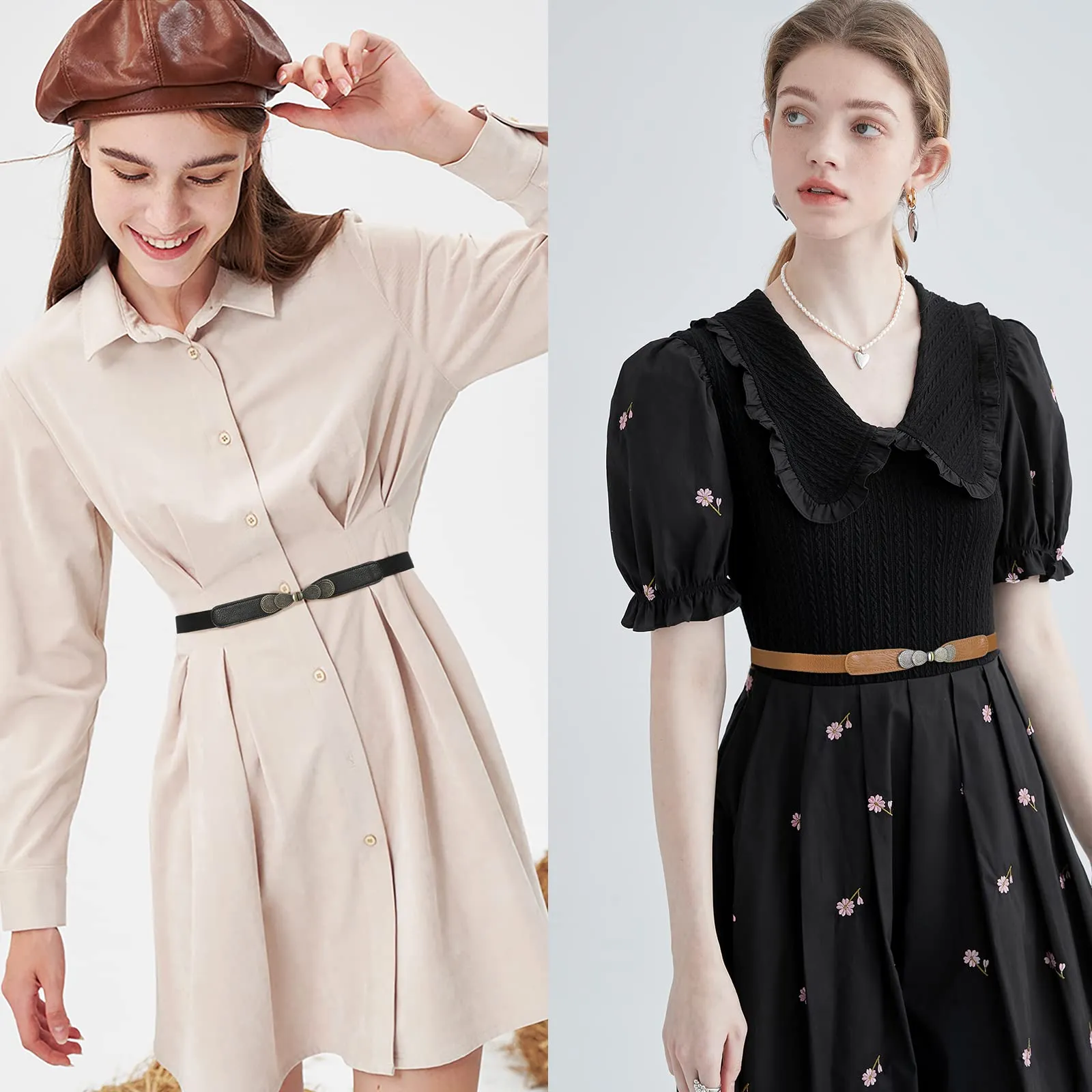 Women Skinny Elastic Stretch Belt for Dresses Retro Ladies Waist Vintage Thin Belt by JASGOOD