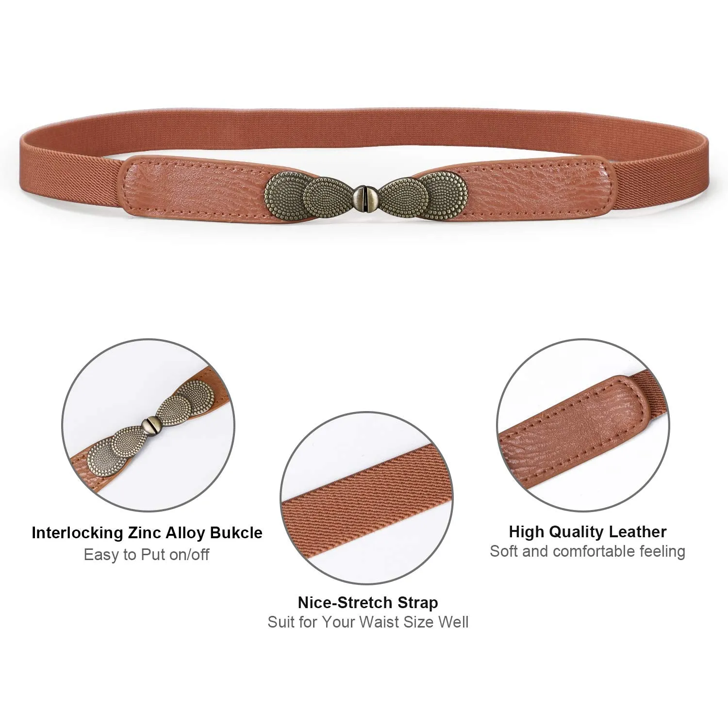 Women Skinny Elastic Stretch Belt for Dresses Retro Ladies Waist Vintage Thin Belt by JASGOOD