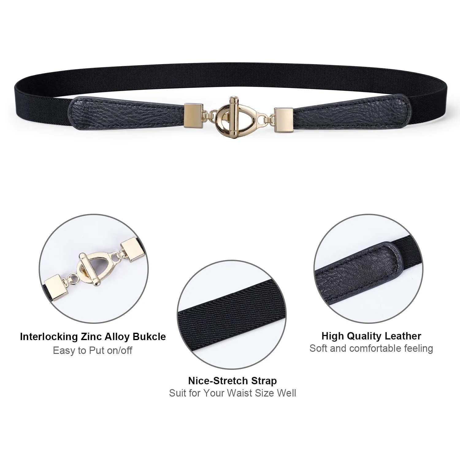 Women Skinny Elastic Stretch Belt for Dresses Retro Ladies Waist Vintage Thin Belt by JASGOOD