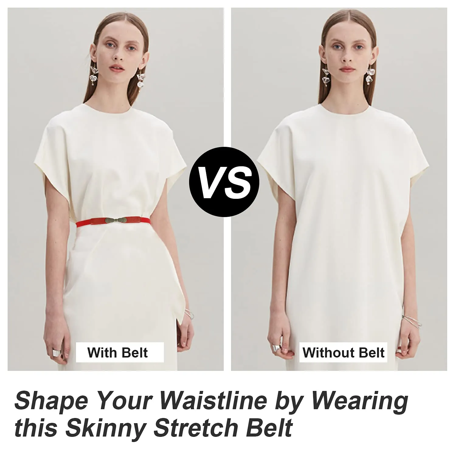 Women Skinny Elastic Stretch Belt for Dresses Retro Ladies Waist Vintage Thin Belt by JASGOOD