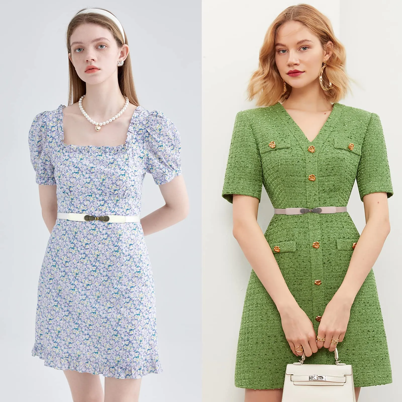 Women Skinny Elastic Stretch Belt for Dresses Retro Ladies Waist Vintage Thin Belt by JASGOOD