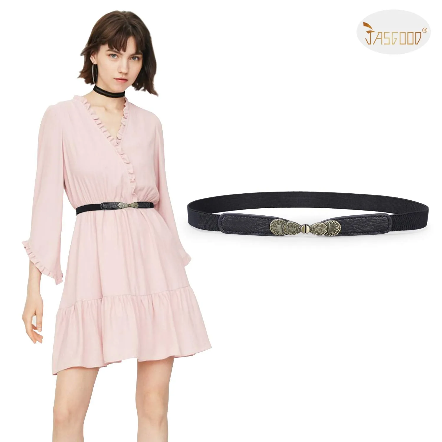 Women Skinny Elastic Stretch Belt for Dresses Retro Ladies Waist Vintage Thin Belt by JASGOOD