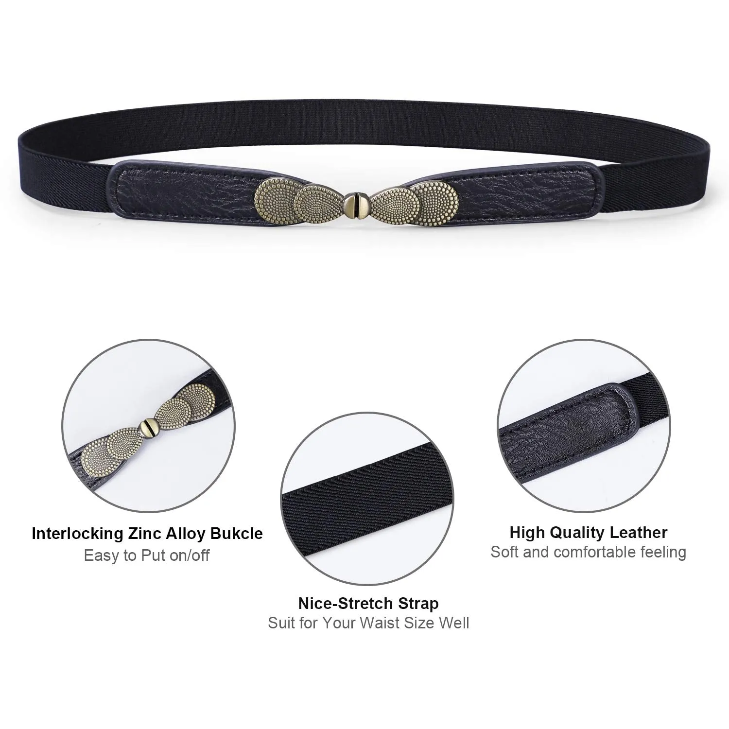 Women Skinny Elastic Stretch Belt for Dresses Retro Ladies Waist Vintage Thin Belt by JASGOOD