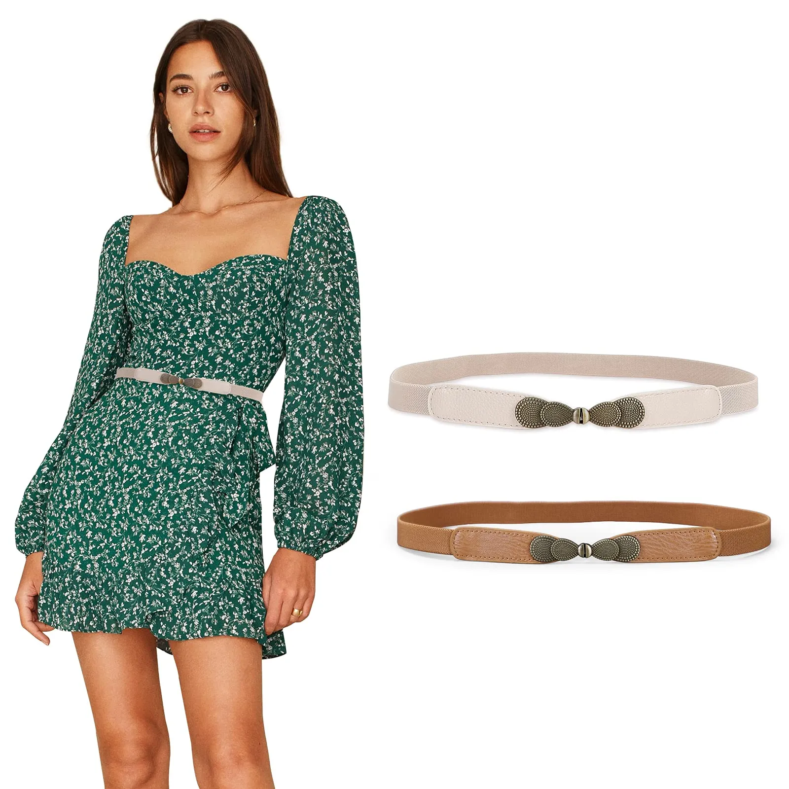 Women Skinny Elastic Stretch Belt for Dresses Retro Ladies Waist Vintage Thin Belt by JASGOOD