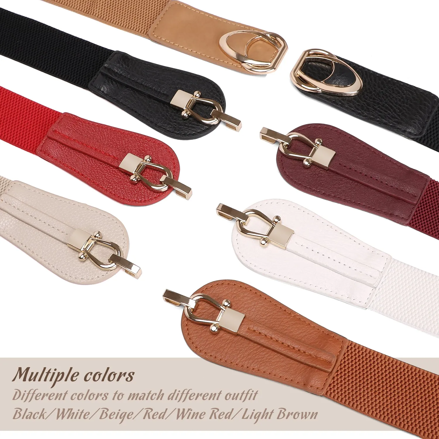 Women Stretchy Wide Waist Belt For Dress Ladies Elastic Retro Cinch Belt by JASGOOD