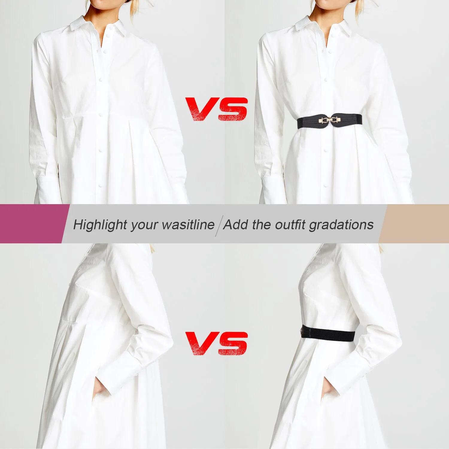 Women Stretchy Wide Waist Belt For Dress Ladies Elastic Retro Cinch Belt by JASGOOD