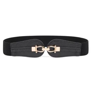 Women Stretchy Wide Waist Belt For Dress Ladies Elastic Retro Cinch Belt by JASGOOD