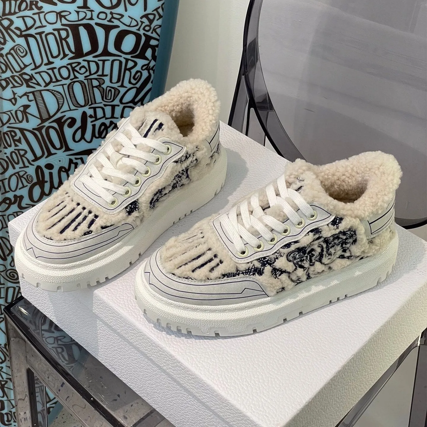 Women  Wool Warm Embroidery Print Casual Flats