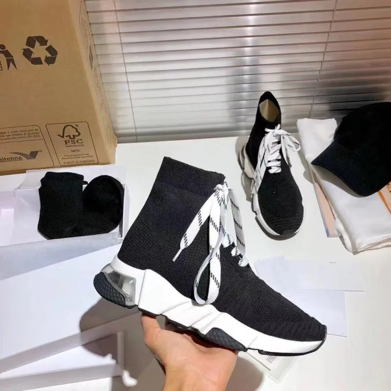 Women's & Men's Breathable Couple Paris Strap Socks Knitted Sneakers