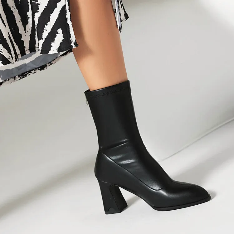 Women's Bling Pointed Toe Square Heel Ankle Boots