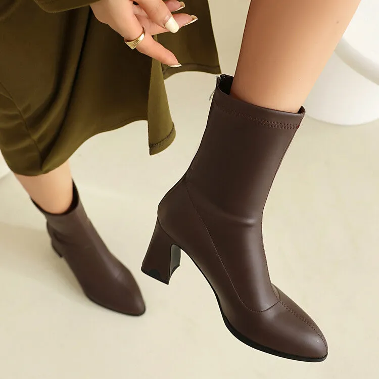 Women's Bling Pointed Toe Square Heel Ankle Boots