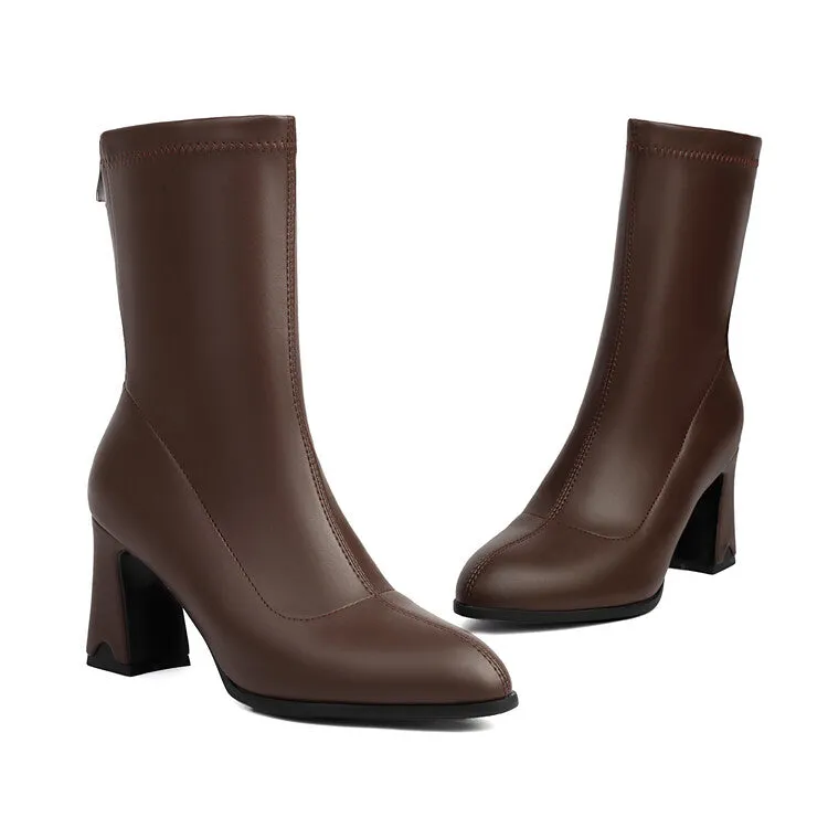 Women's Bling Pointed Toe Square Heel Ankle Boots