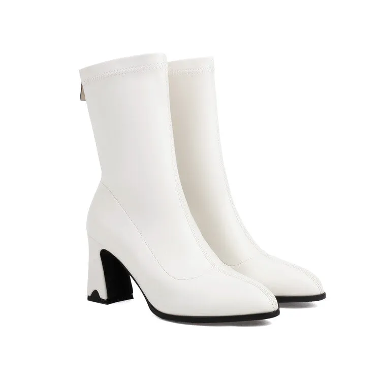Women's Bling Pointed Toe Square Heel Ankle Boots