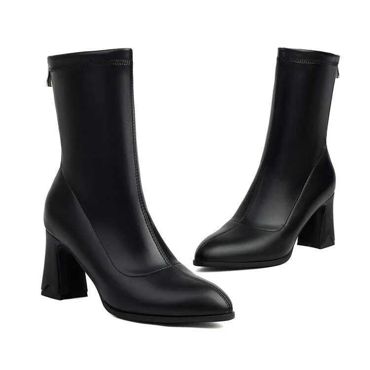 Women's Bling Pointed Toe Square Heel Ankle Boots