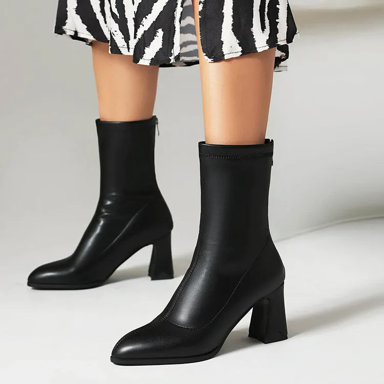 Women's Bling Pointed Toe Square Heel Ankle Boots