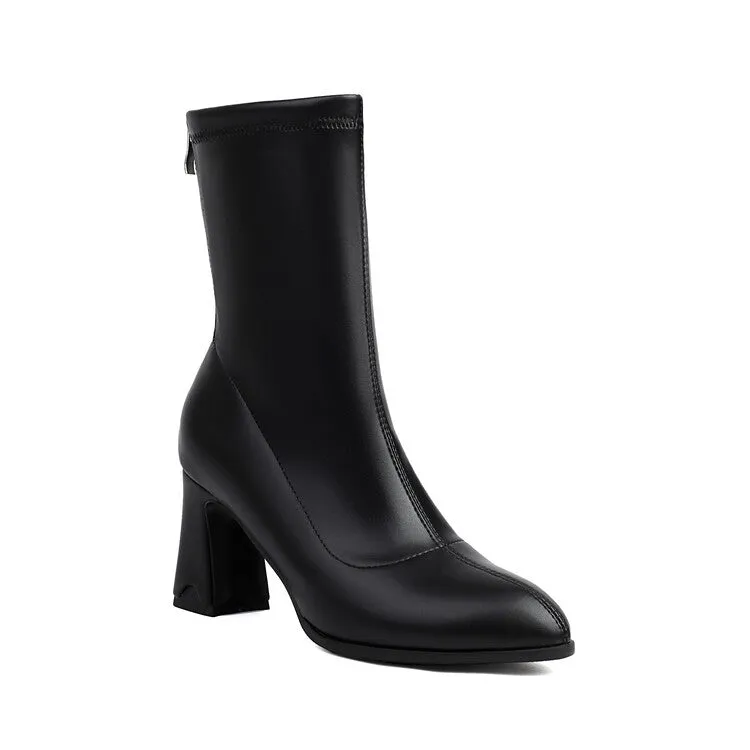 Women's Bling Pointed Toe Square Heel Ankle Boots