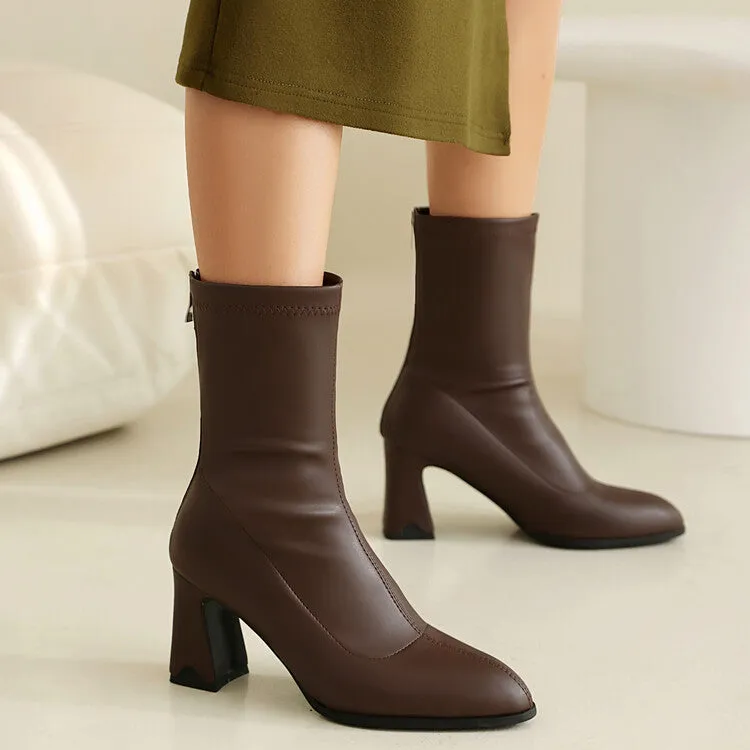 Women's Bling Pointed Toe Square Heel Ankle Boots