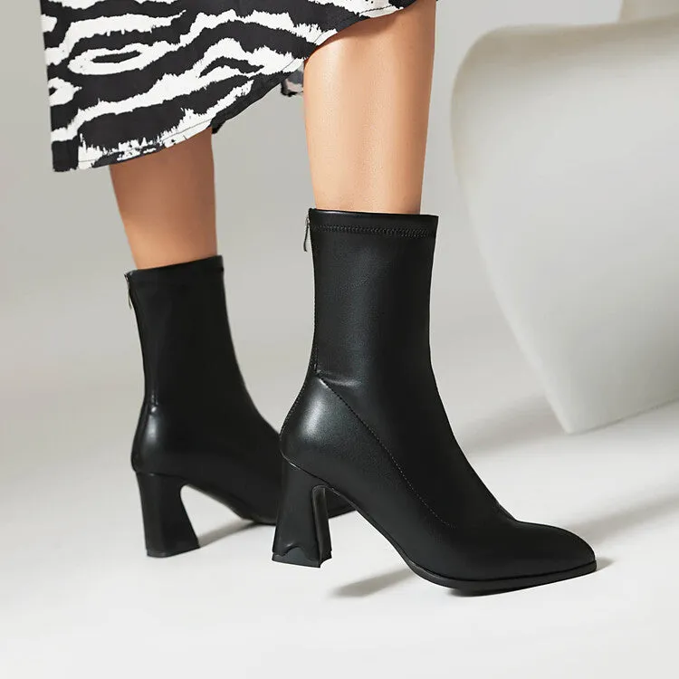 Women's Bling Pointed Toe Square Heel Ankle Boots