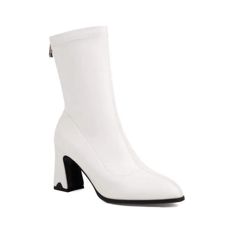 Women's Bling Pointed Toe Square Heel Ankle Boots
