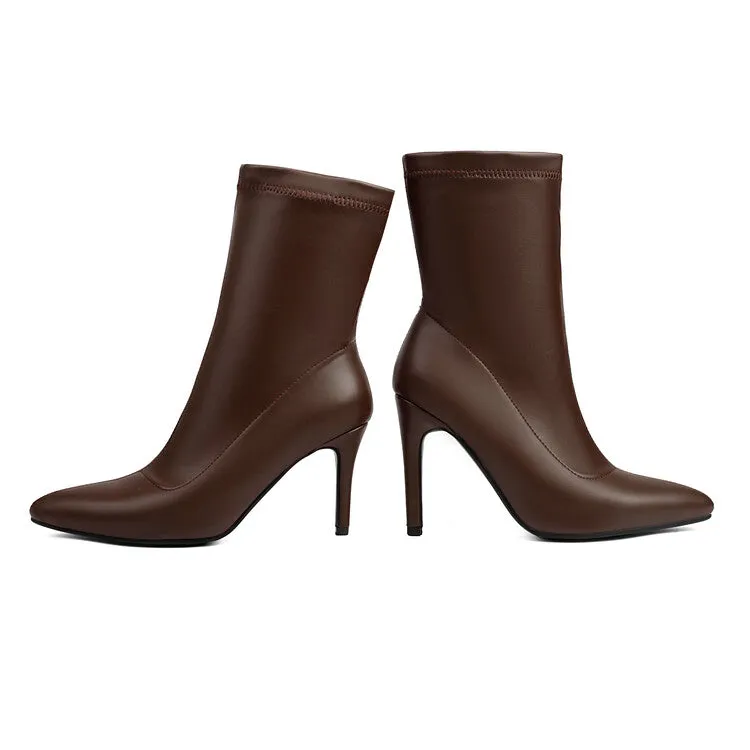 Women's Bling Pointed Toe Thin Heel Short Boots