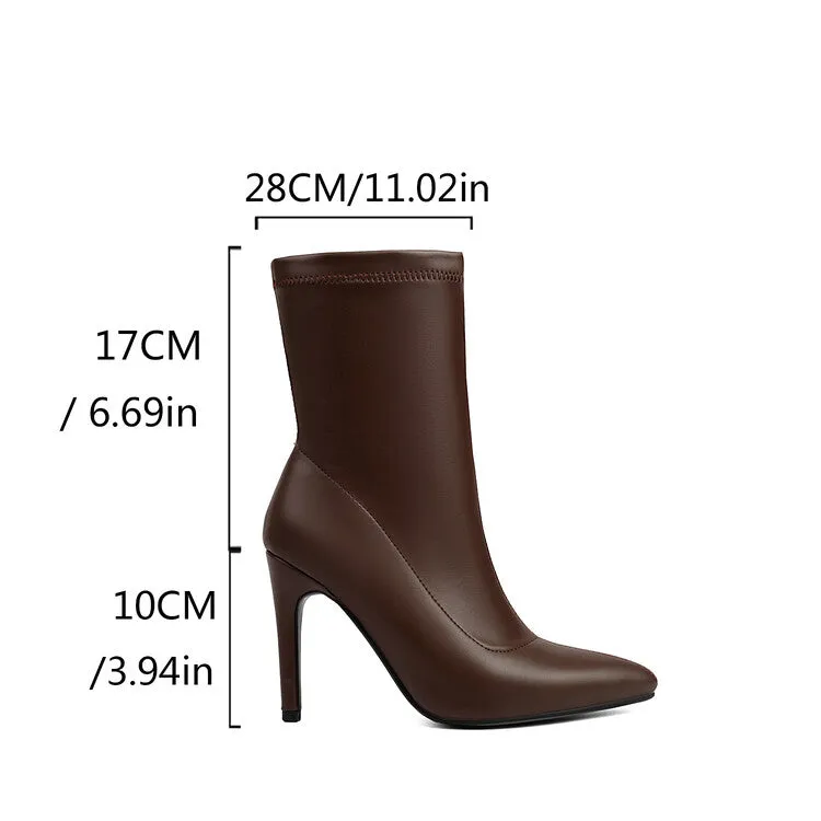 Women's Bling Pointed Toe Thin Heel Short Boots