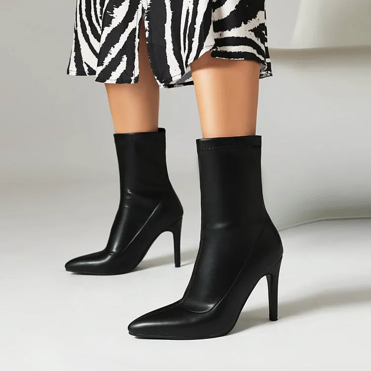 Women's Bling Pointed Toe Thin Heel Short Boots