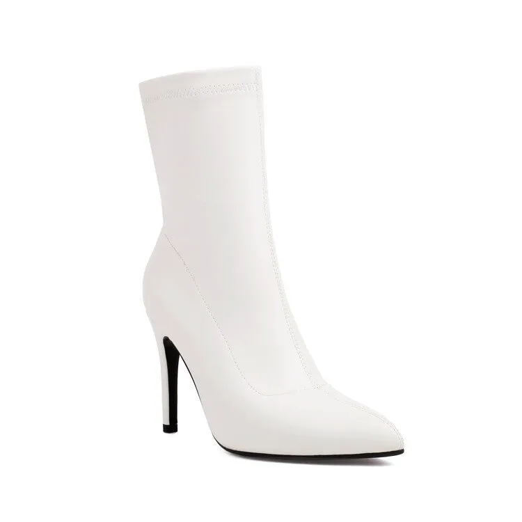 Women's Bling Pointed Toe Thin Heel Short Boots