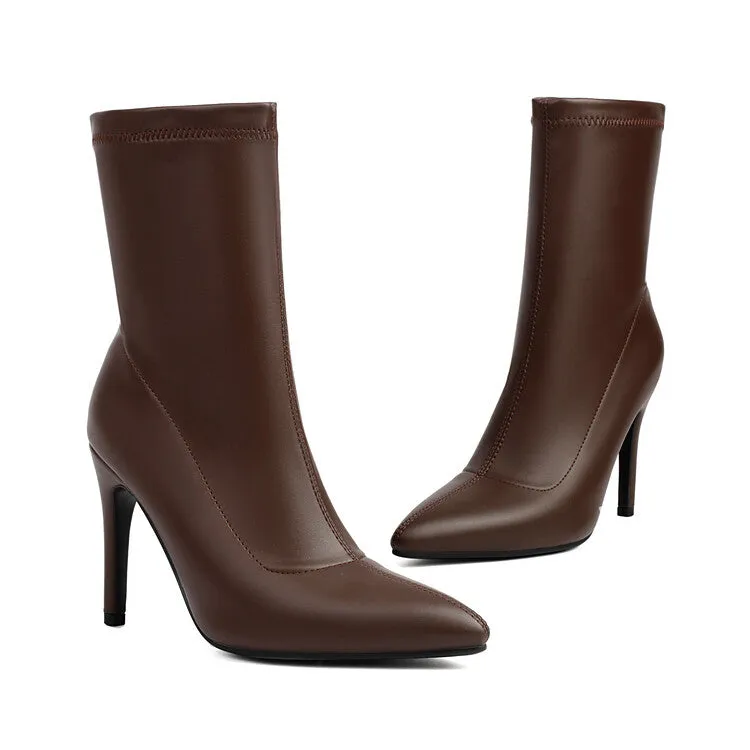 Women's Bling Pointed Toe Thin Heel Short Boots