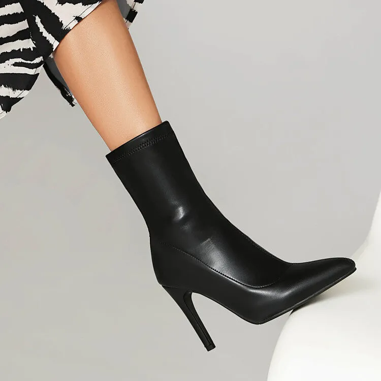 Women's Bling Pointed Toe Thin Heel Short Boots
