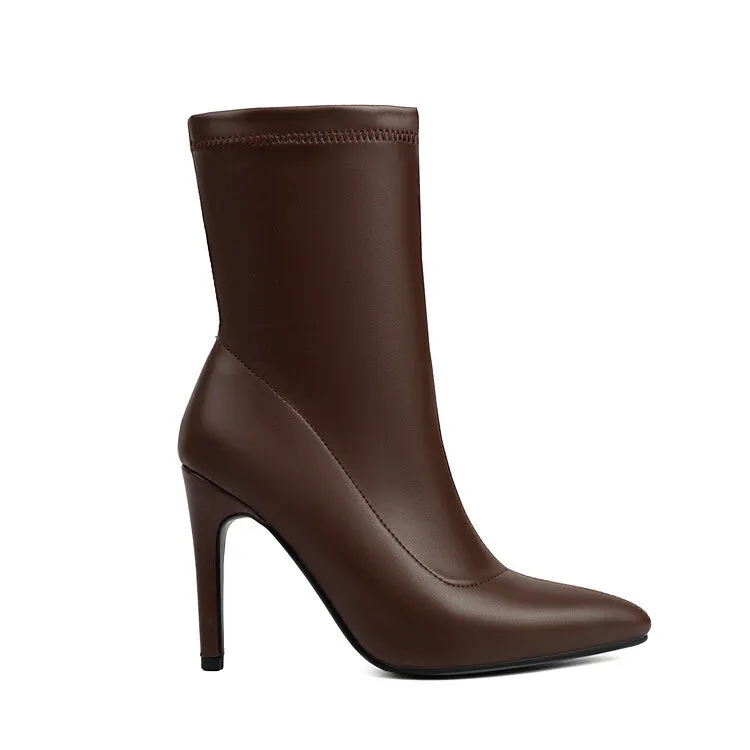 Women's Bling Pointed Toe Thin Heel Short Boots