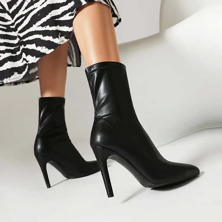 Women's Bling Pointed Toe Thin Heel Short Boots