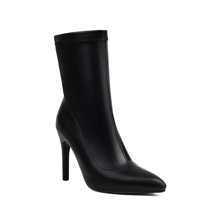 Women's Bling Pointed Toe Thin Heel Short Boots