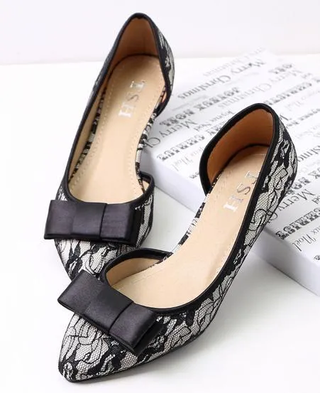 Women's Bowtie Pointed Toe Flats