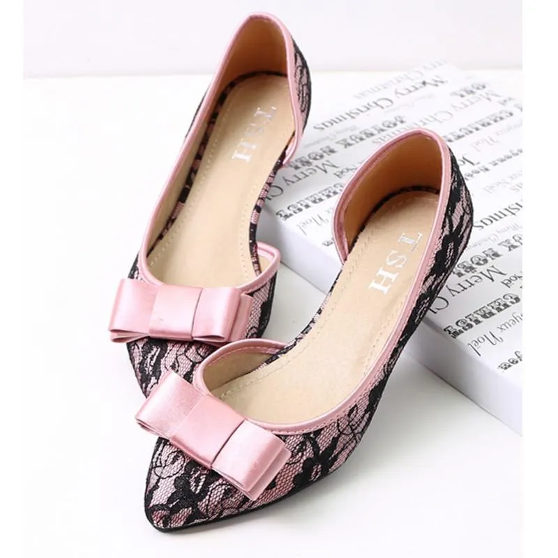 Women's Bowtie Pointed Toe Flats