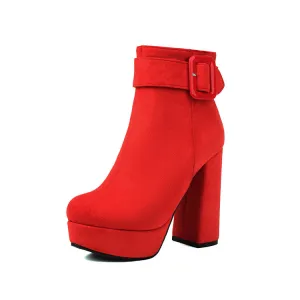 Women's Buckle Strap High Heels Platform Ankle Boots