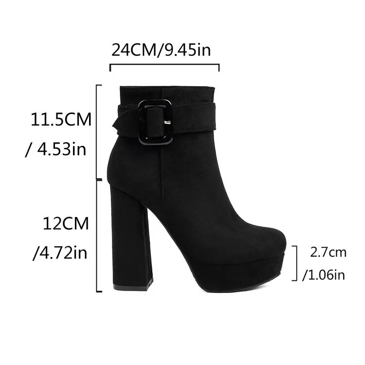 Women's Buckle Strap High Heels Platform Ankle Boots