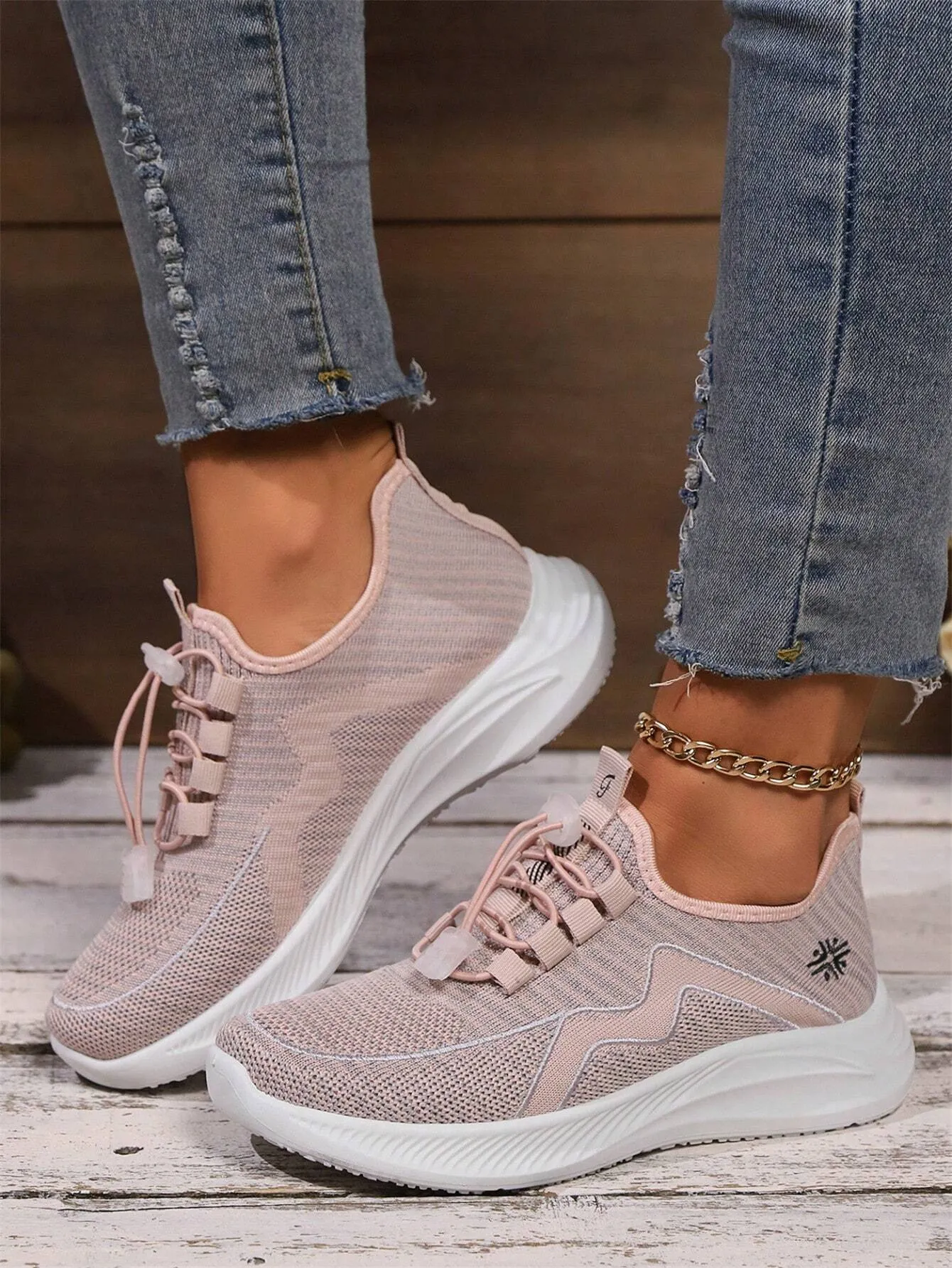 Women's Casual Sneakers, 2024 Spring Autumn New Fashionable Versatile Solid Color Breathable Skateboard Shoes, Thick Sole Lightweight Comfortable Leisure Shoes