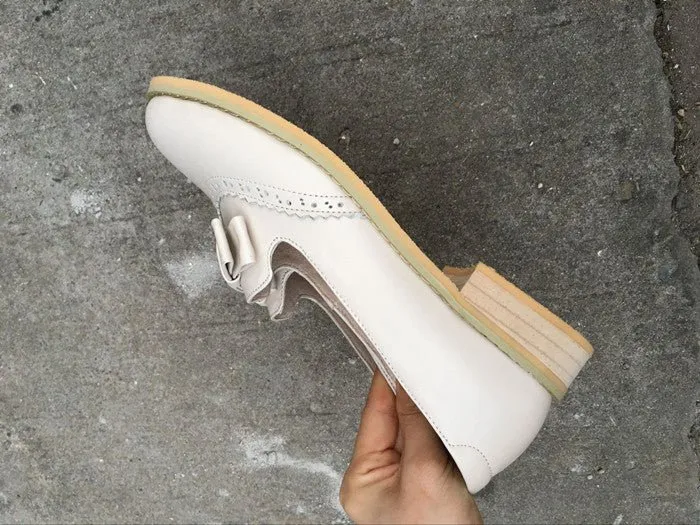 Women’s Cream Loafers with Bow Detail