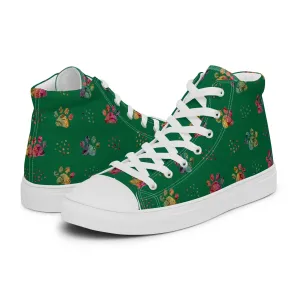 Women's Dark Green Paw Prints Sneakers