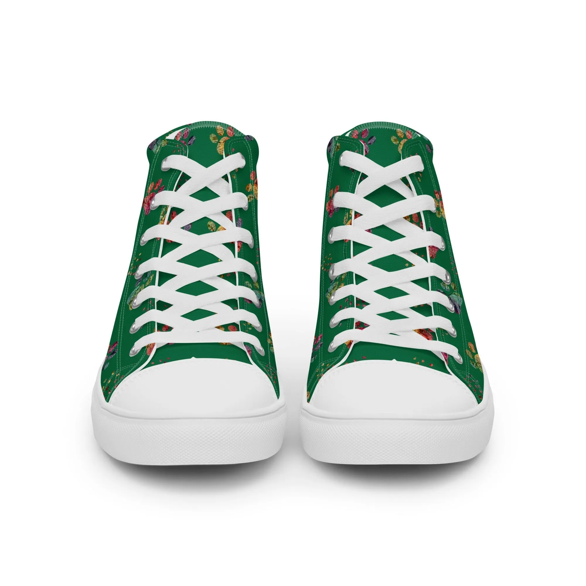 Women's Dark Green Paw Prints Sneakers