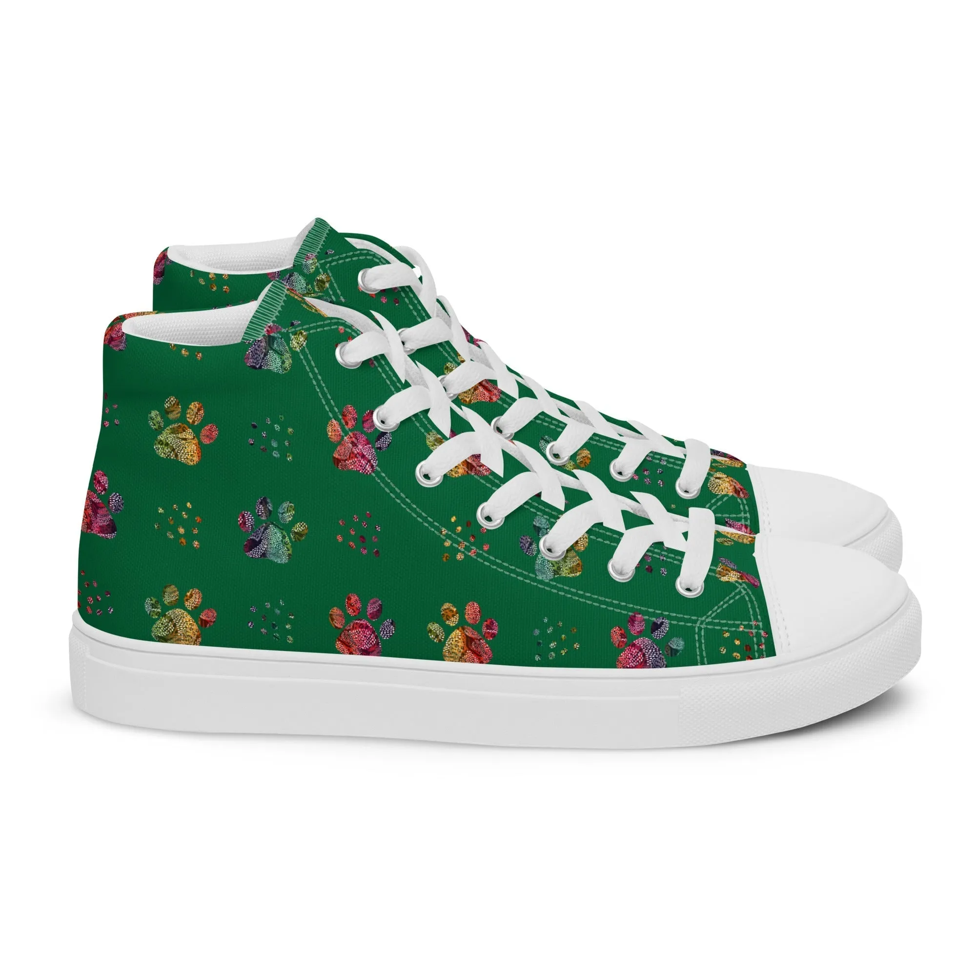 Women's Dark Green Paw Prints Sneakers