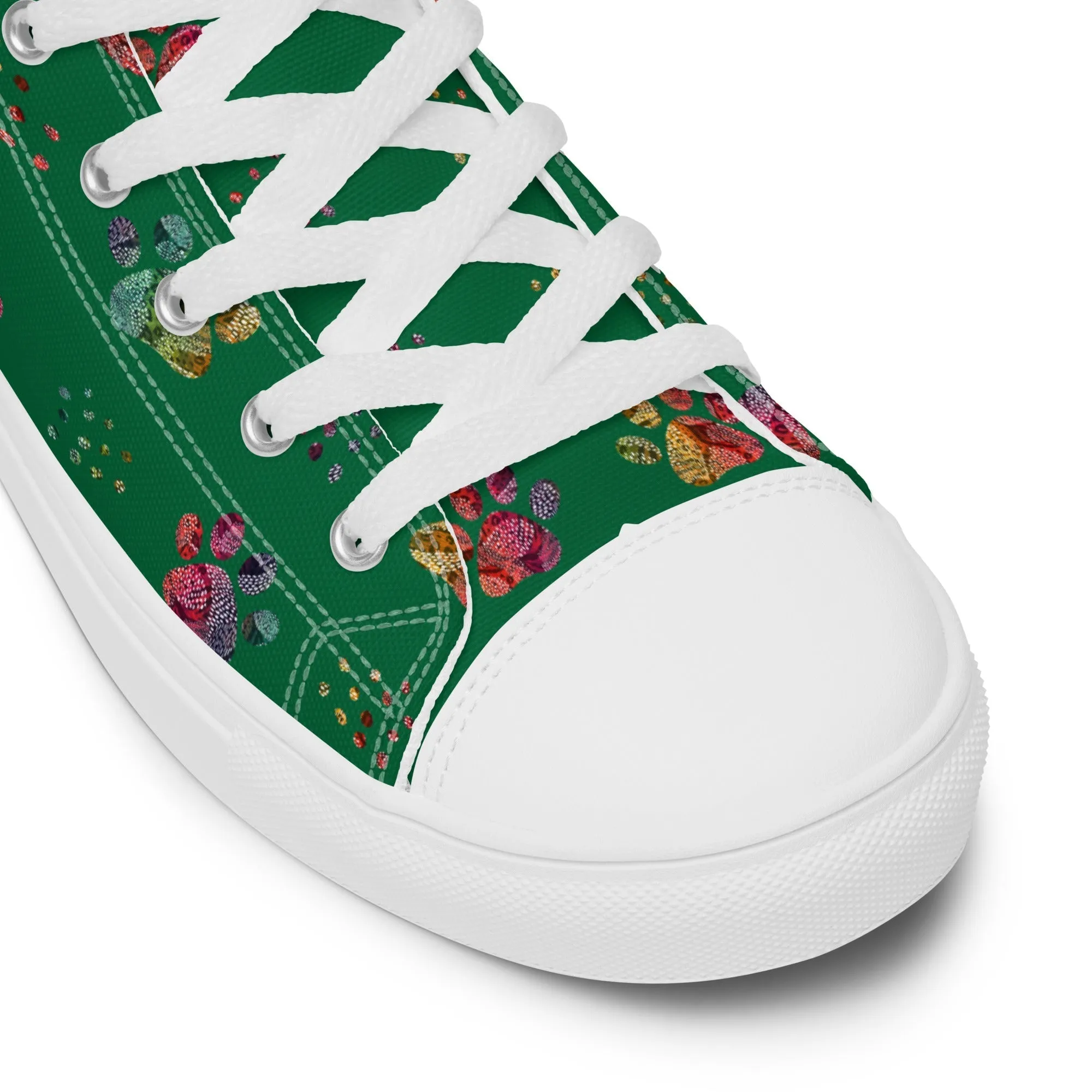 Women's Dark Green Paw Prints Sneakers