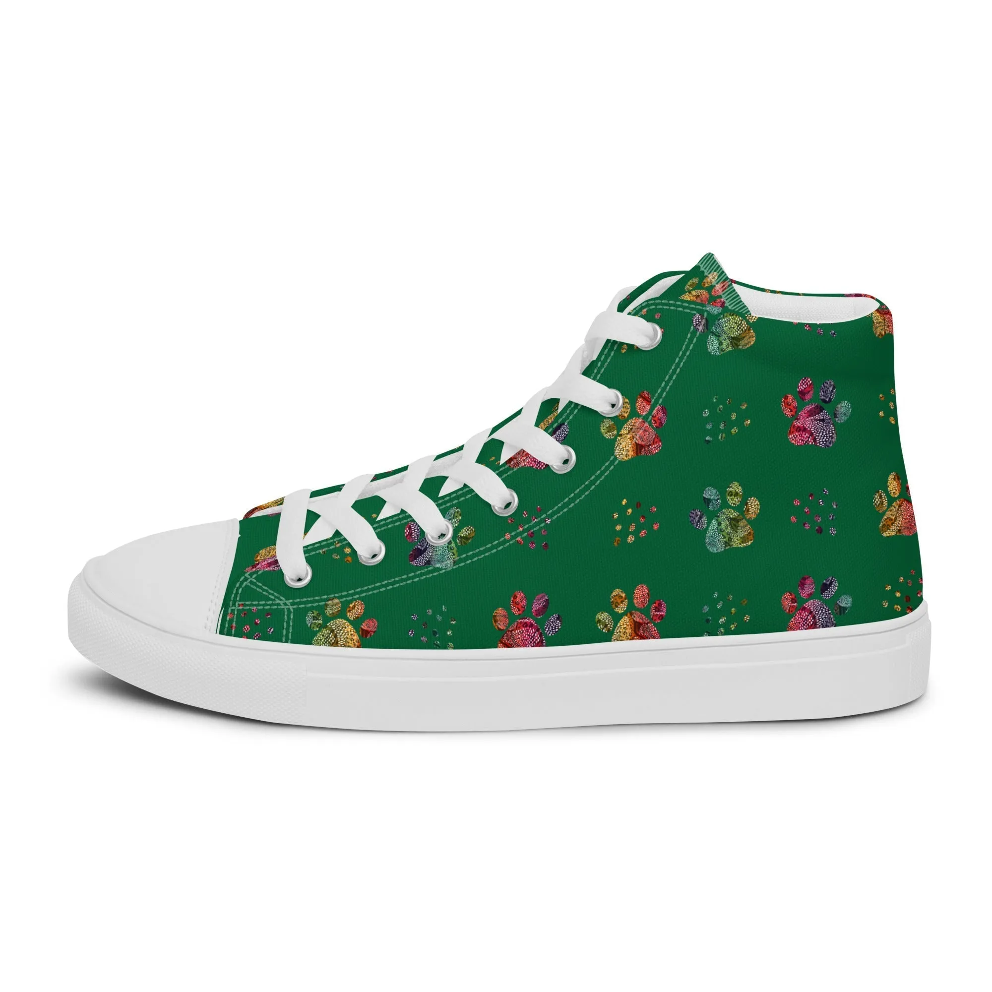 Women's Dark Green Paw Prints Sneakers