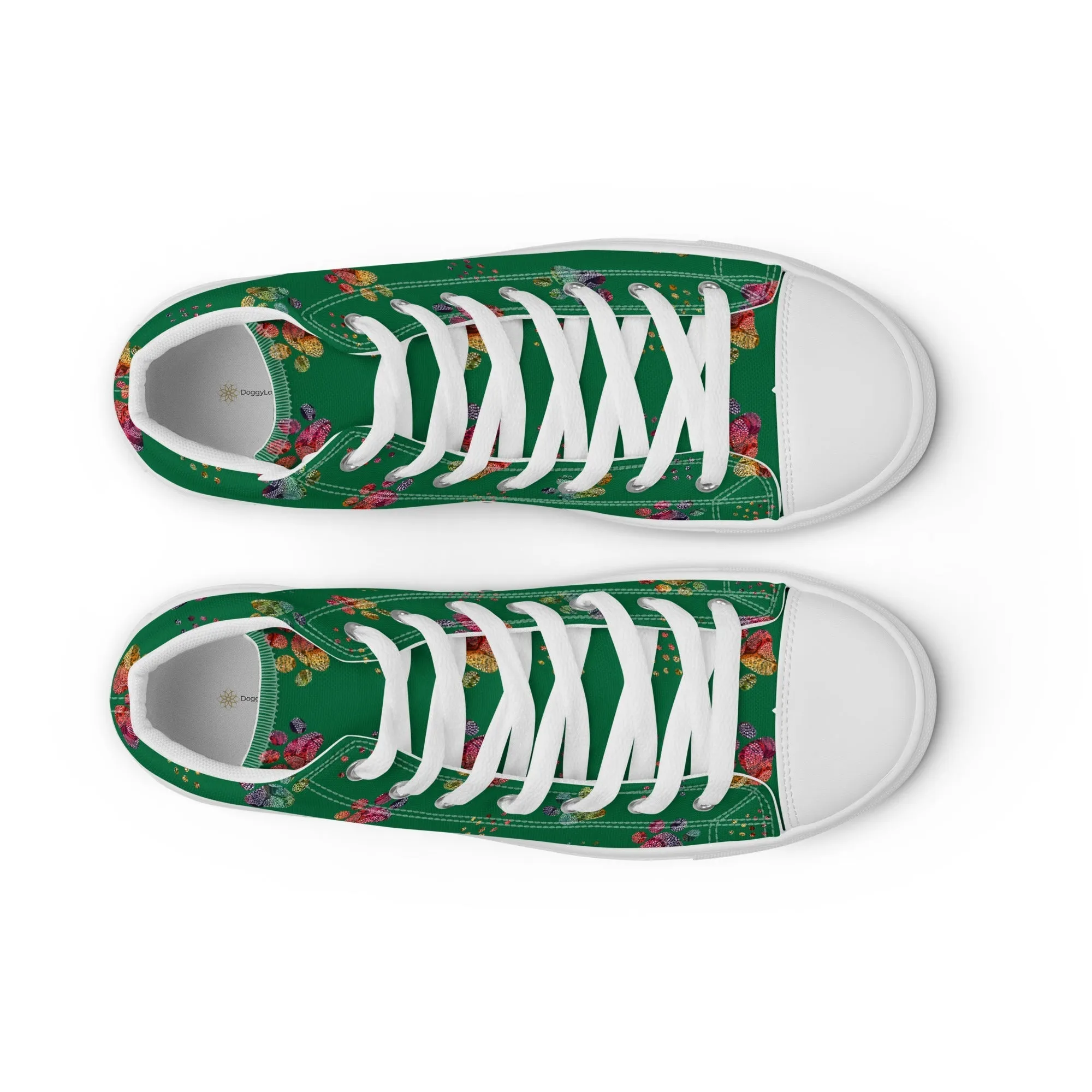 Women's Dark Green Paw Prints Sneakers