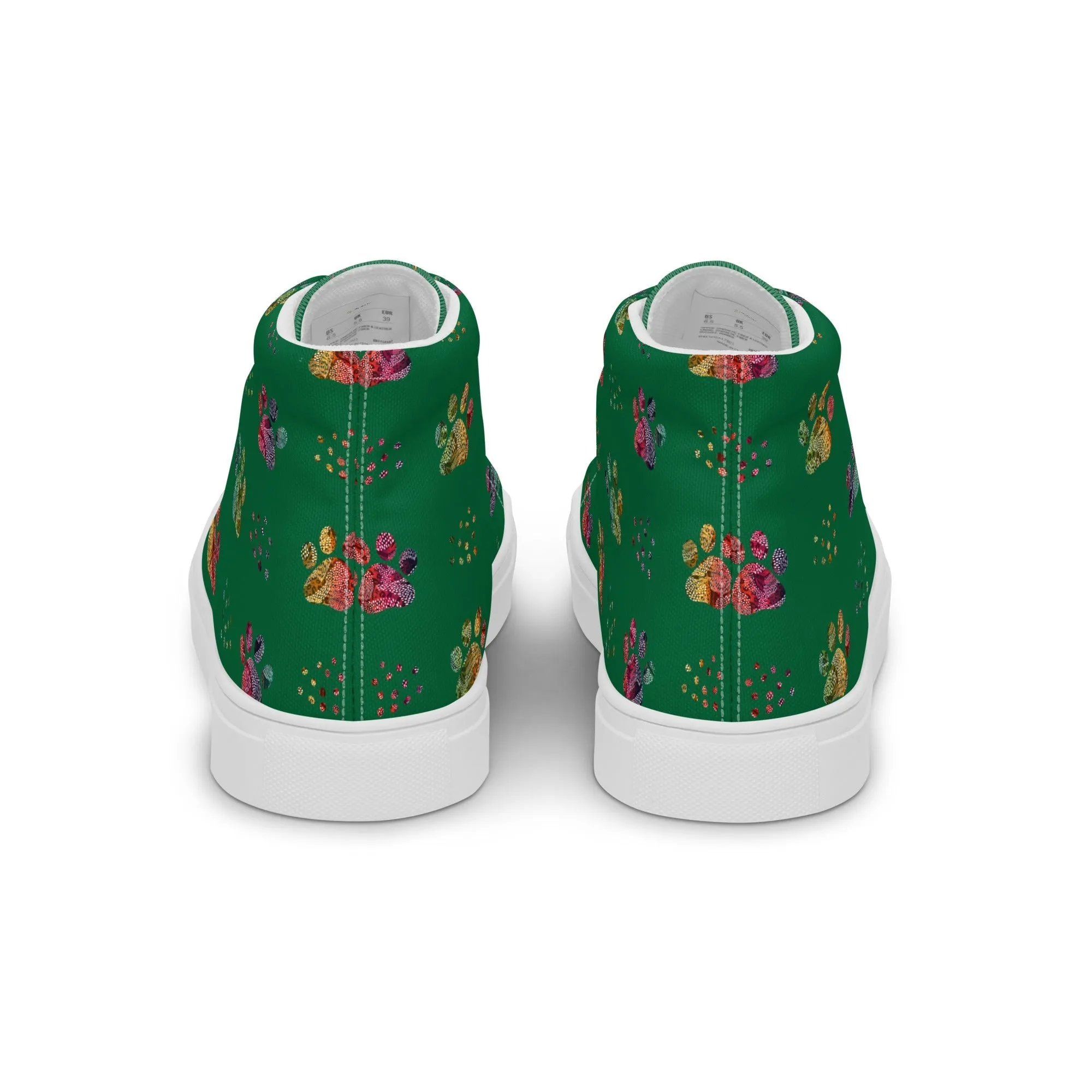 Women's Dark Green Paw Prints Sneakers