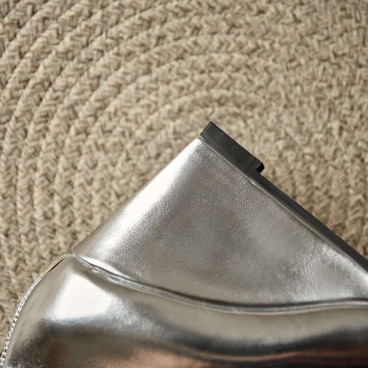 Women's Glossy Pointed Wedge Ankle Boots