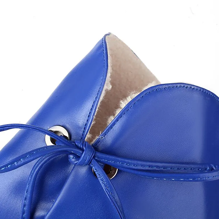 Women's Knot Pointed Toe High Heel Mid Calf Boots