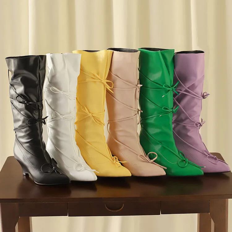 Women's Knot Pointed Toe Mid-Calf Boots